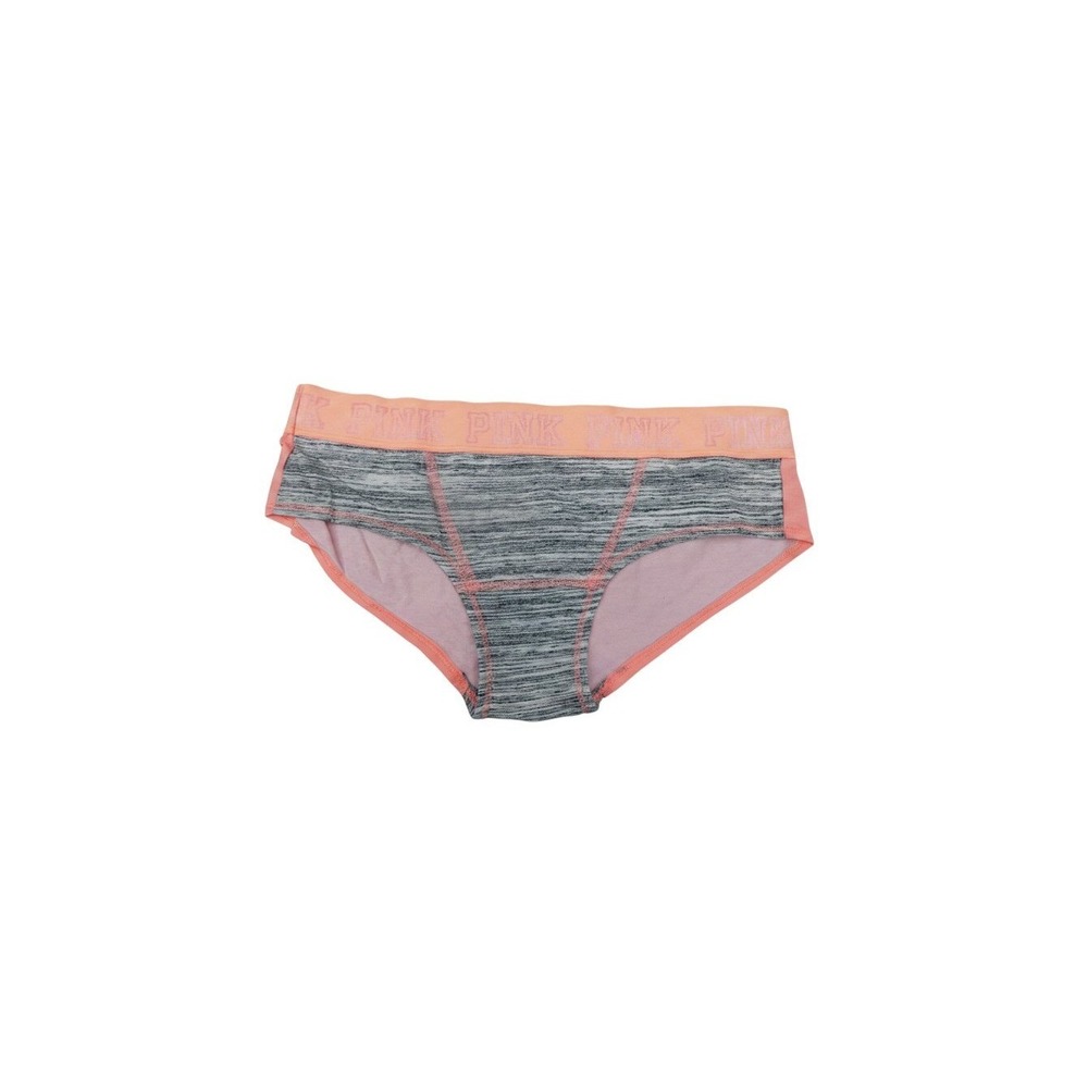Victoria's Secret PINK Hipster Panties Womens Large Gray Peach NWT Logo Waist